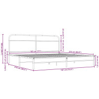 Produktbild för Sängram utan madrass metall brun ek 183x213 cm
