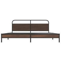 Produktbild för Sängram utan madrass metall brun ek 193x203 cm