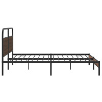 Produktbild för Sängram utan madrass metall brun ek 193x203 cm