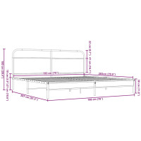 Produktbild för Sängram utan madrass metall brun ek 193x203 cm