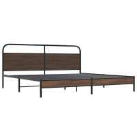 Produktbild för Sängram utan madrass metall brun ek 200x200 cm