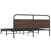 Produktbild för Sängram utan madrass metall brun ek 200x200 cm
