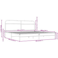 Produktbild för Sängram utan madrass metall brun ek 200x200 cm
