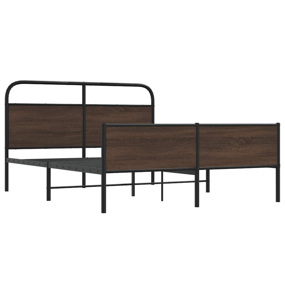 Produktbild för Sängram utan madrass metall brun ek 150x200 cm