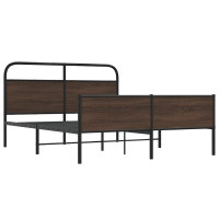 Produktbild för Sängram utan madrass metall brun ek 150x200 cm