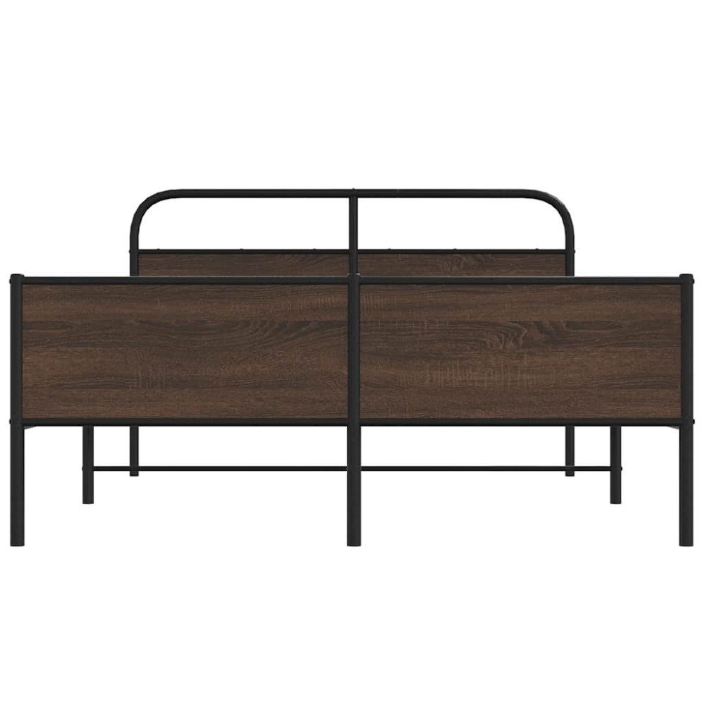 Produktbild för Sängram utan madrass metall brun ek 150x200 cm