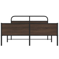 Produktbild för Sängram utan madrass metall brun ek 150x200 cm