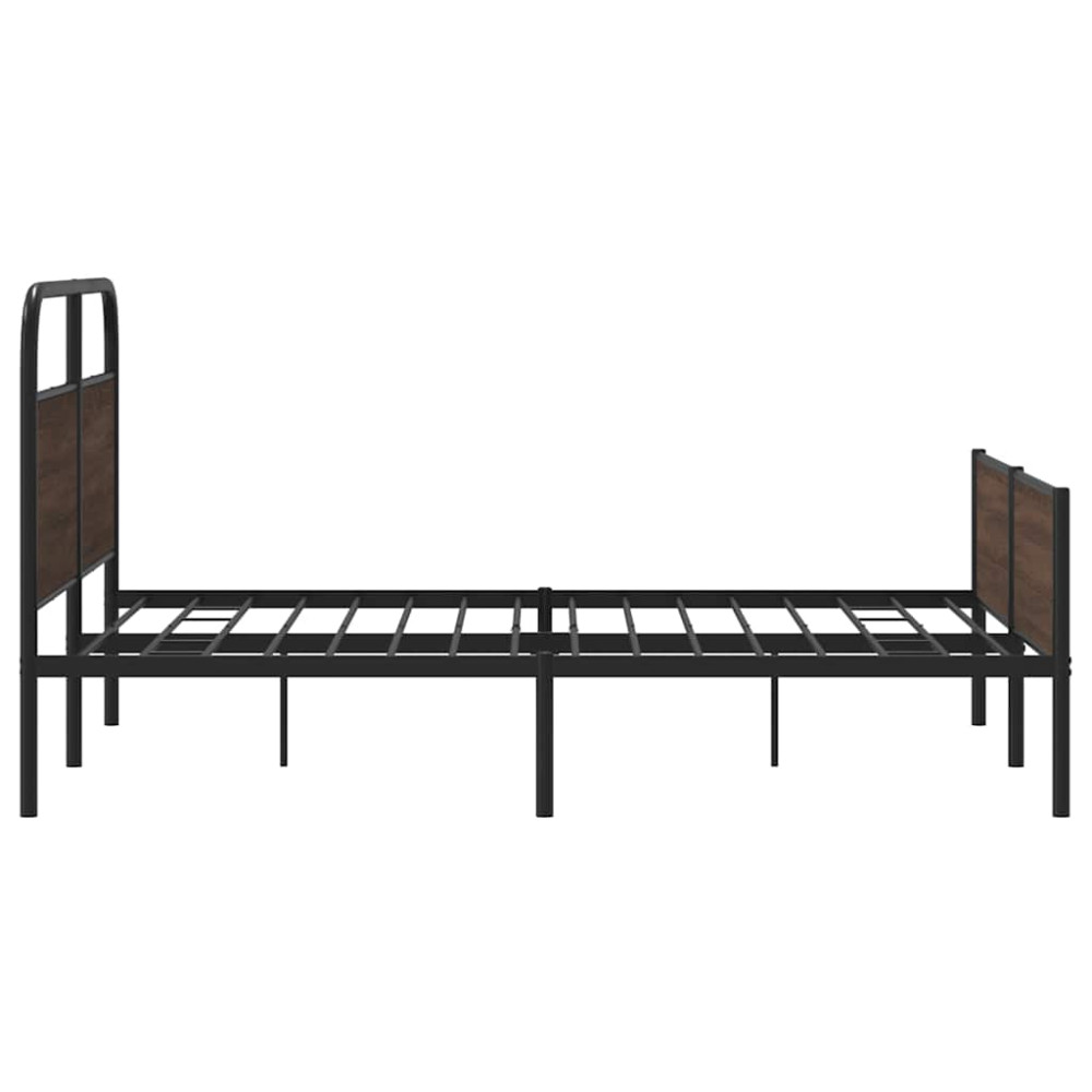 Produktbild för Sängram utan madrass metall brun ek 150x200 cm