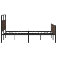 Produktbild för Sängram utan madrass metall brun ek 150x200 cm