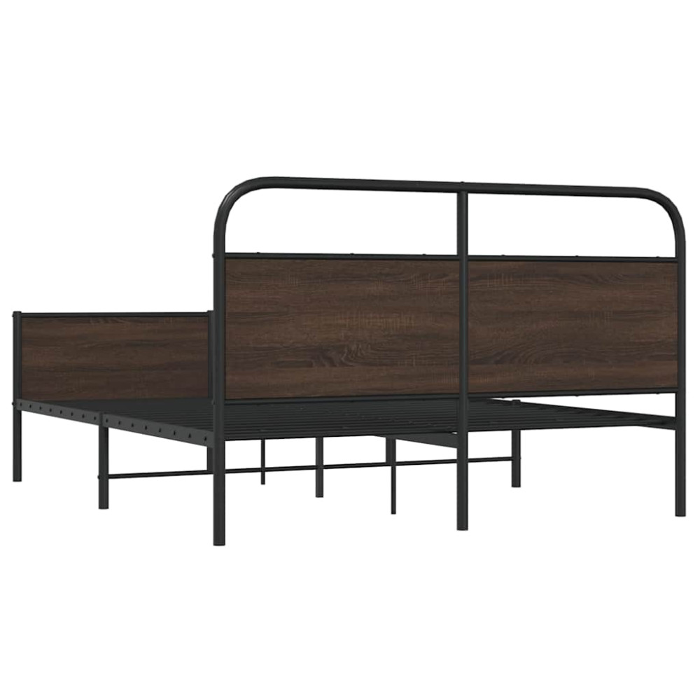 Produktbild för Sängram utan madrass metall brun ek 150x200 cm
