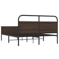 Produktbild för Sängram utan madrass metall brun ek 150x200 cm