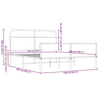 Produktbild för Sängram utan madrass metall brun ek 150x200 cm