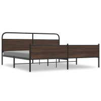 Produktbild för Sängram utan madrass metall brun ek 193x203 cm