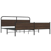 Produktbild för Sängram utan madrass metall brun ek 193x203 cm