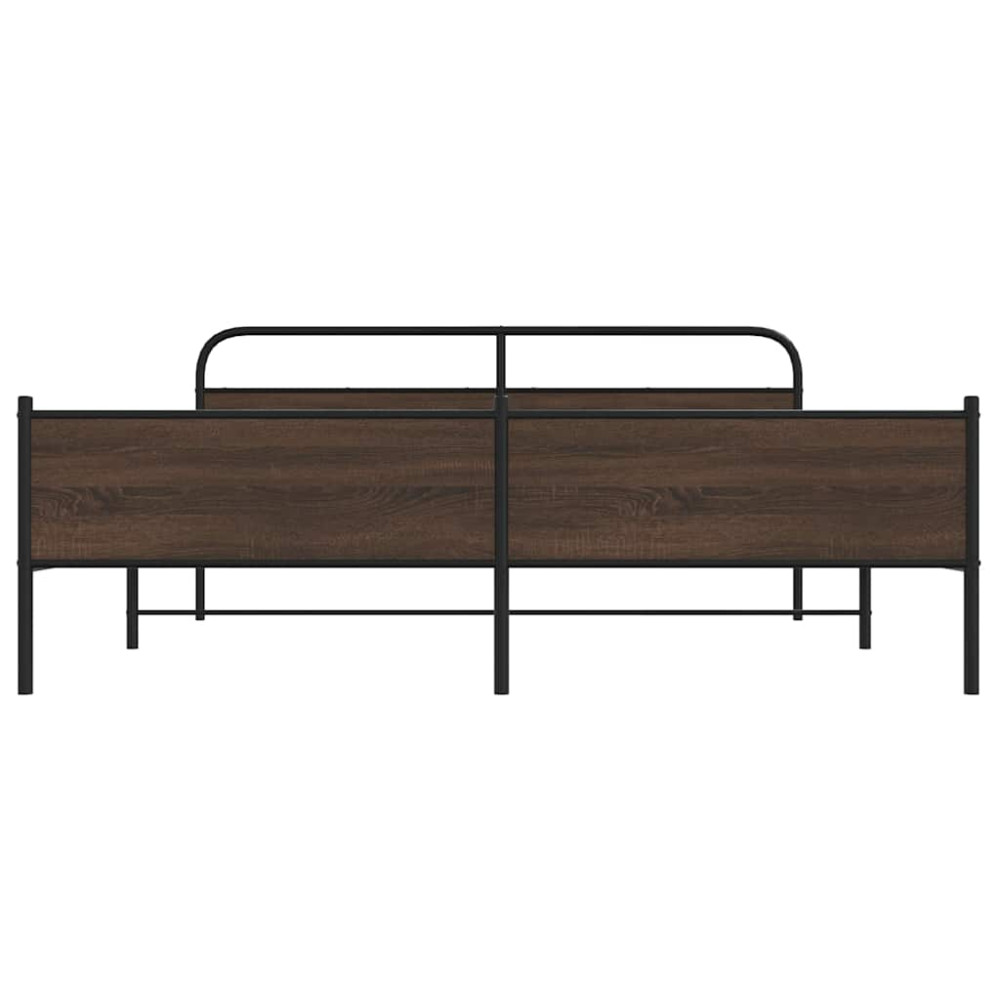 Produktbild för Sängram utan madrass metall brun ek 193x203 cm