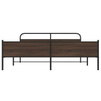 Produktbild för Sängram utan madrass metall brun ek 193x203 cm
