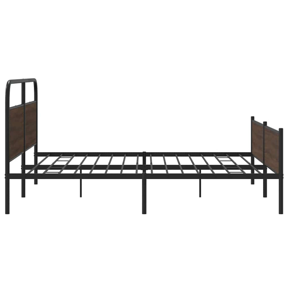 Produktbild för Sängram utan madrass metall brun ek 193x203 cm