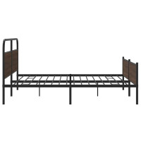 Produktbild för Sängram utan madrass metall brun ek 193x203 cm