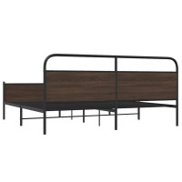 Produktbild för Sängram utan madrass metall brun ek 193x203 cm