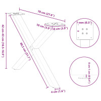 Produktbild för Soffbordsben X-formade 2 st svart 70x(42-43) cm stål