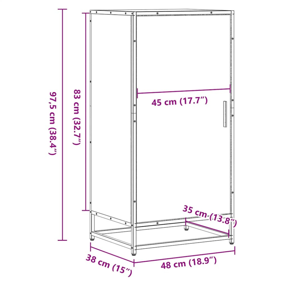 Produktbild för Skohylla rökfärgad ek 48x38x97,5 cm konstruerat trä