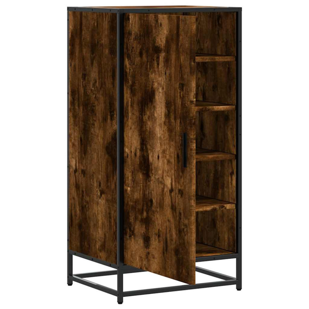 Produktbild för Skohylla rökfärgad ek 48x38x97,5 cm konstruerat trä