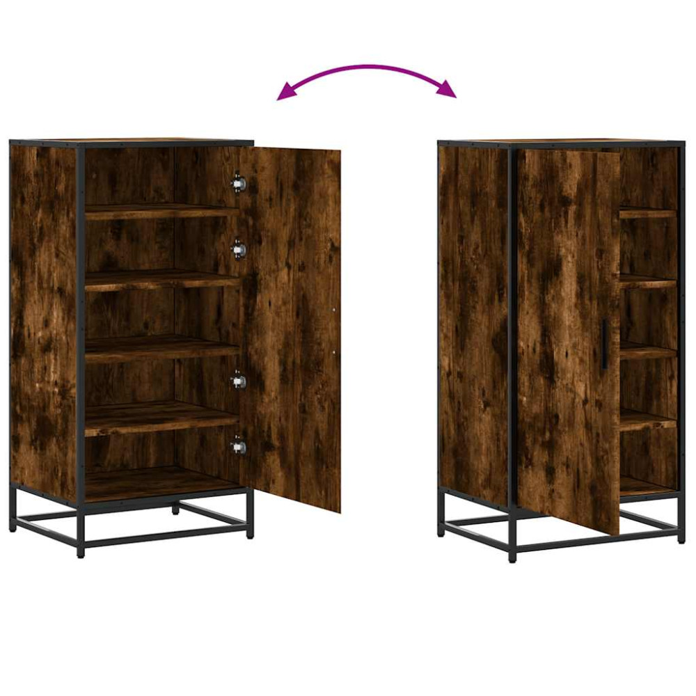 Produktbild för Skohylla rökfärgad ek 48x38x97,5 cm konstruerat trä