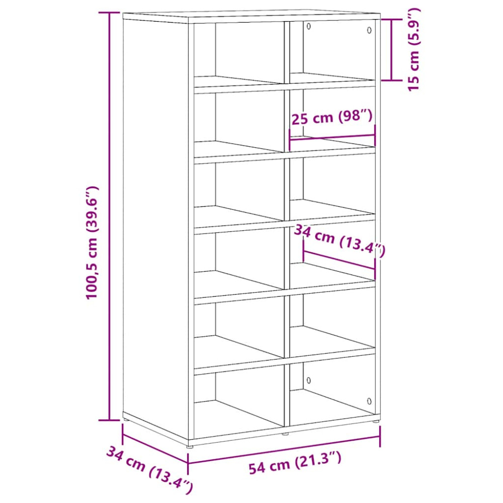 Produktbild för Skohylla artisan ek 54x34x100,5 cm konstruerat trä