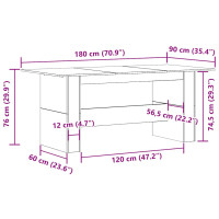 Produktbild för Matbord åldrat trä 180x90x76 cm spånskiva