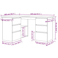 Produktbild för Hörnskrivbord åldrat trä 145x100x76 cm konstruerat trä