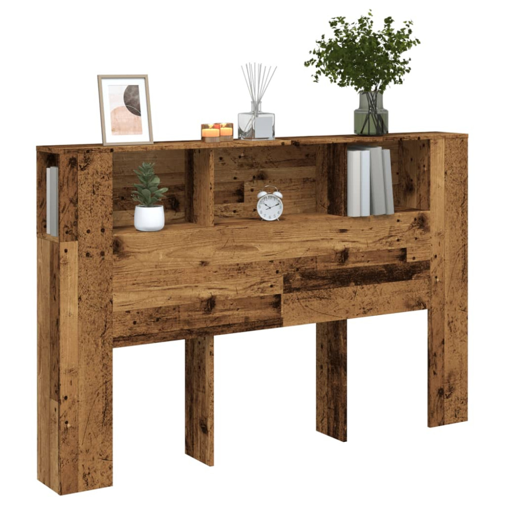 Produktbild för Sänggavel m förvaring åldrat trä 160x18,5x103,5 cm konstr. trä