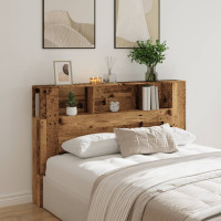 Produktbild för Sänggavel m förvaring åldrat trä 160x18,5x103,5 cm konstr. trä