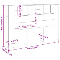 Produktbild för Sänggavel m förvaring åldrat trä 160x18,5x103,5 cm konstr. trä
