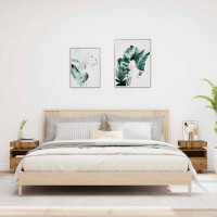 Produktbild för Sängbord med LED-belysning 2 st artisan ek 40x39x48,5 cm