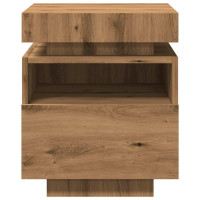 Produktbild för Sängbord med LED-belysning 2 st artisan ek 40x39x48,5 cm
