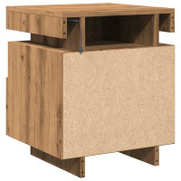 Produktbild för Sängbord med LED-belysning 2 st artisan ek 40x39x48,5 cm