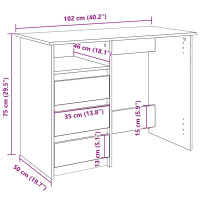 Produktbild för Skrivbord vit 102x50x75 cm konstruerat trä