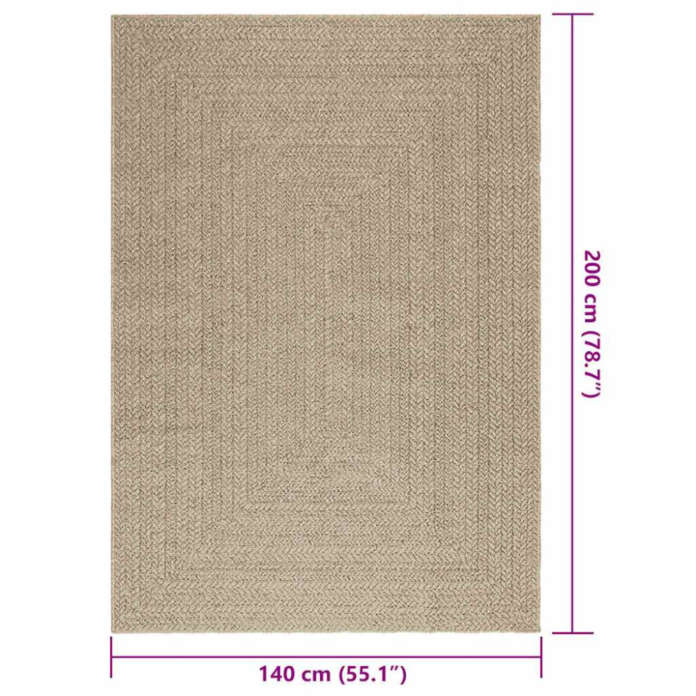 Produktbild för Matta ZIZUR beige 140x200 cm jutelook inomhus och utomhus