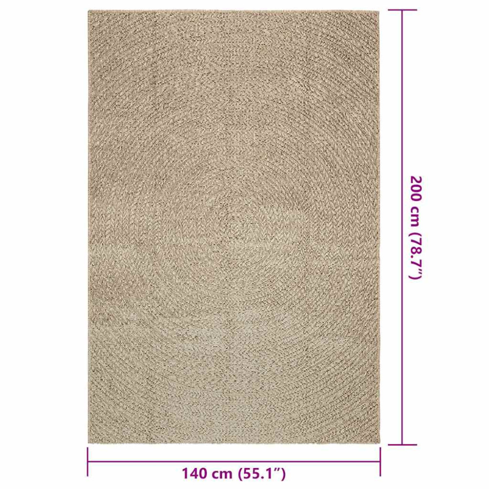 Produktbild för Matta ZIZUR beige 140x200 cm jutelook inomhus och utomhus