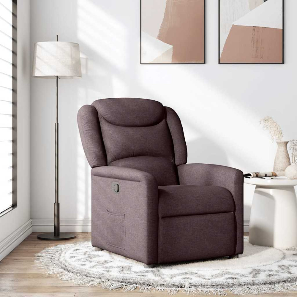 Produktbild för Reclinerfåtölj mörkbrun tyg