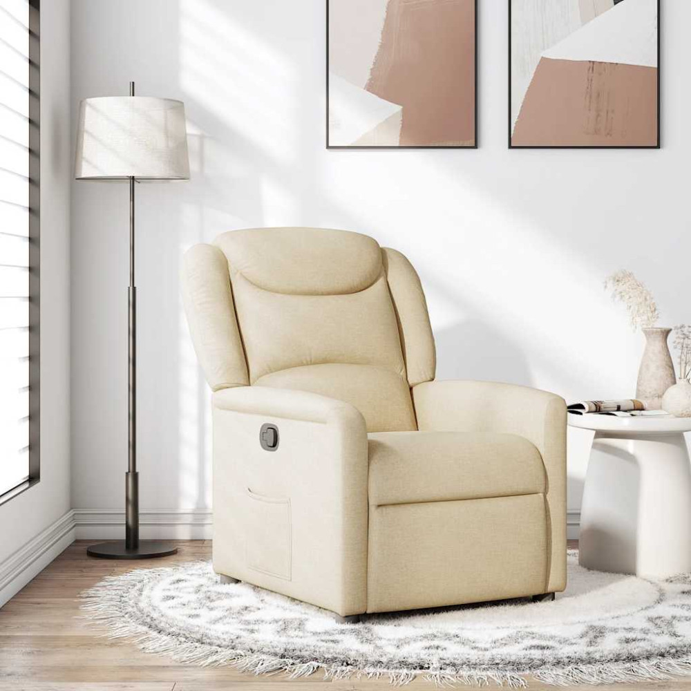 Produktbild för Reclinerfåtölj gräddvit tyg