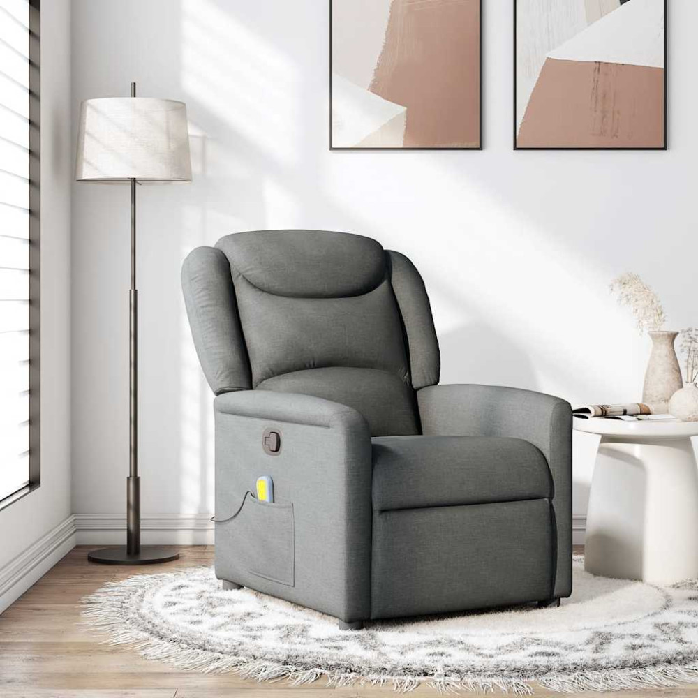 Produktbild för Massagefåtölj mörkgrå tyg