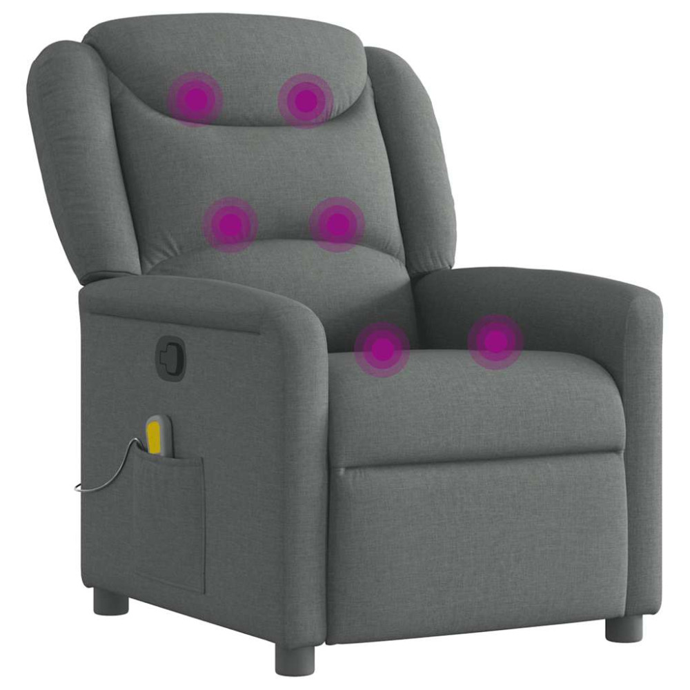Produktbild för Massagefåtölj mörkgrå tyg