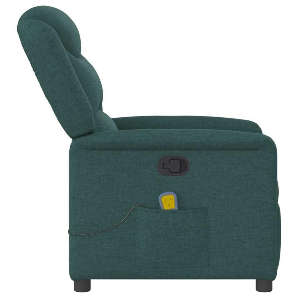 Produktbild för Massagefåtölj mörkgrön tyg