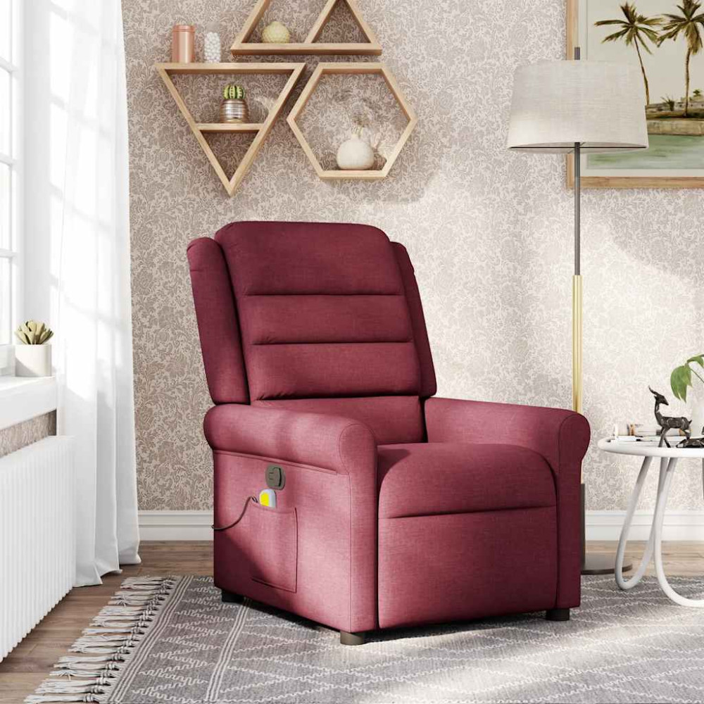 Produktbild för Massagefåtölj vinröd tyg