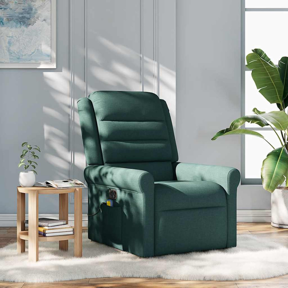 Produktbild för Massagefåtölj mörkgrön tyg