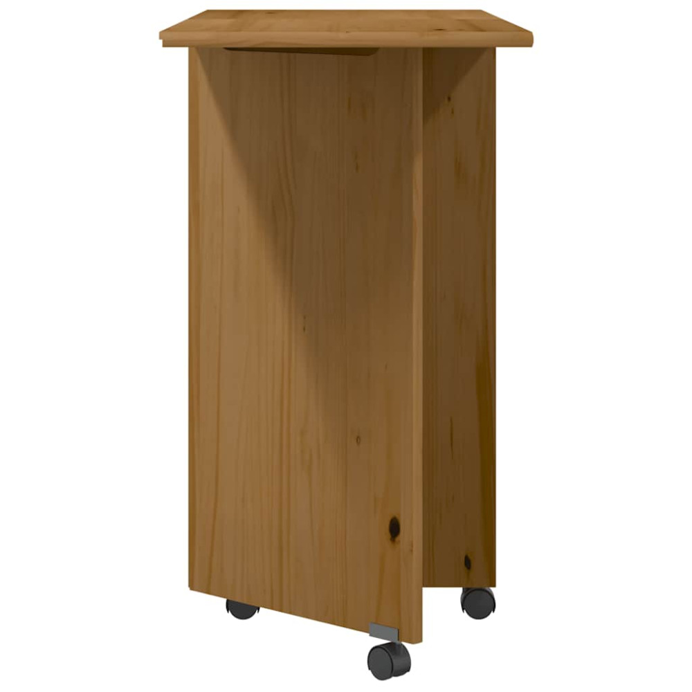 Produktbild för Skrivbord med hurts och hjul MOSS honungsbrun massiv furu
