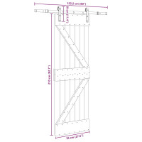 Produktbild för Skjutdörr med beslag 70x210 cm massiv furu