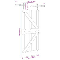 Produktbild för Skjutdörr med beslag 85x210 cm massiv furu