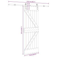 Produktbild för Skjutdörr med beslag 70x210 cm massiv furu